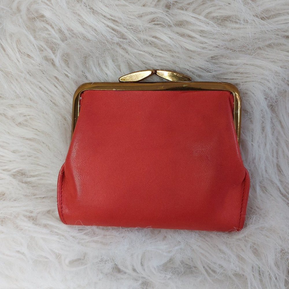 Vintage Lady Buxton Red Leather Clutch Short Wallet Pouch